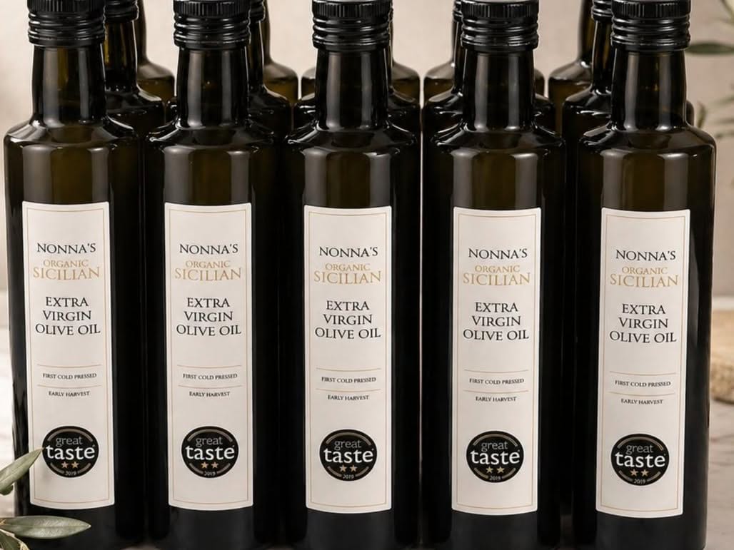 bottles of nonnas extra virgin olive oil